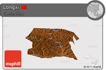 Physical Panoramic Map of Longxi, cropped outside