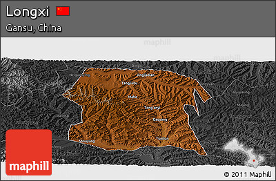 Physical Panoramic Map of Longxi, darken, desaturated