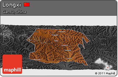 Physical Panoramic Map of Longxi, darken, desaturated