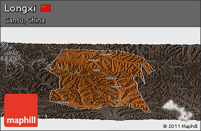 Physical Panoramic Map of Longxi, darken, semi-desaturated