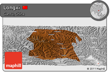 Physical Panoramic Map of Longxi, lighten, desaturated