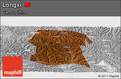 Physical Panoramic Map of Longxi, lighten, desaturated