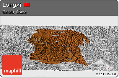 Physical Panoramic Map of Longxi, lighten, desaturated