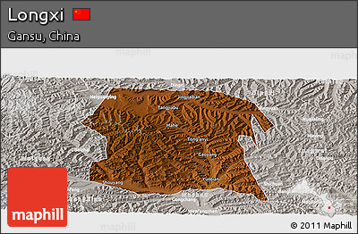Physical Panoramic Map of Longxi, lighten, semi-desaturated