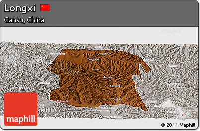 Physical Panoramic Map of Longxi, lighten, semi-desaturated