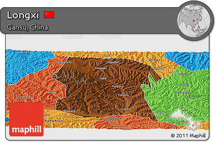 Physical Panoramic Map of Longxi, political outside