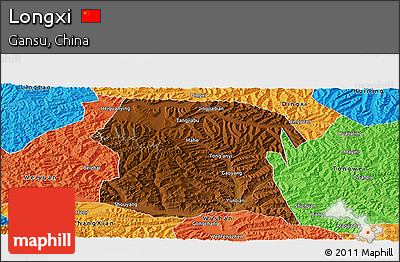 Physical Panoramic Map of Longxi, political outside