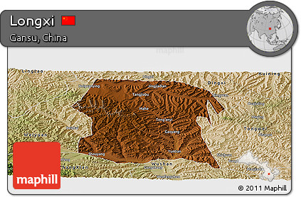 Physical Panoramic Map of Longxi, satellite outside