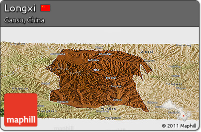 Physical Panoramic Map of Longxi, satellite outside