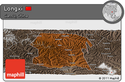 Physical Panoramic Map of Longxi, semi-desaturated