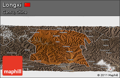 Physical Panoramic Map of Longxi, semi-desaturated