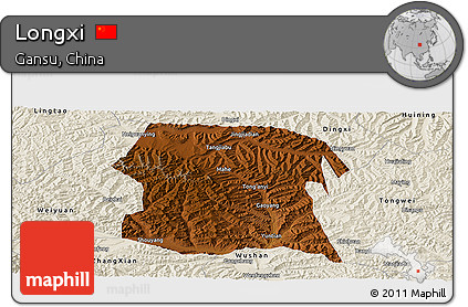 Physical Panoramic Map of Longxi, shaded relief outside