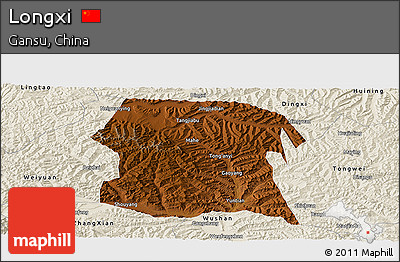 Physical Panoramic Map of Longxi, shaded relief outside