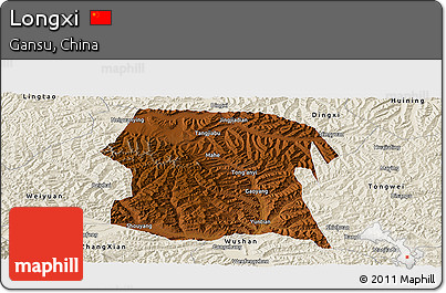 Physical Panoramic Map of Longxi, shaded relief outside