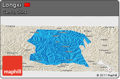 Political Panoramic Map of Longxi, shaded relief outside
