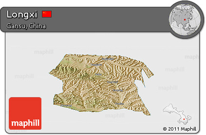 Satellite Panoramic Map of Longxi, single color outside