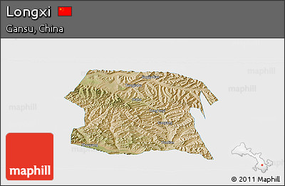 Satellite Panoramic Map of Longxi, single color outside