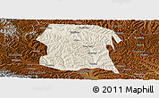 Shaded Relief Panoramic Map of Longxi, physical outside