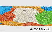 Shaded Relief Panoramic Map of Longxi, political outside