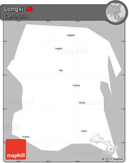 Gray Simple Map of Longxi, single color outside