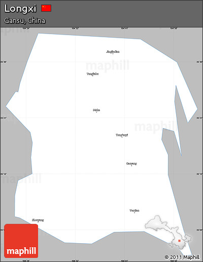 Gray Simple Map of Longxi, single color outside