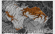 Physical 3D Map of Min Xian, darken, desaturated