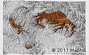 Physical 3D Map of Min Xian, lighten, desaturated