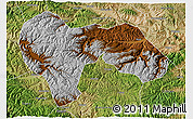 Physical 3D Map of Min Xian, satellite outside
