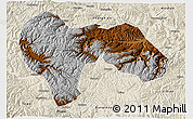 Physical 3D Map of Min Xian, shaded relief outside