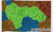 Political 3D Map of Min Xian, darken