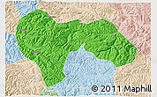 Political 3D Map of Min Xian, lighten
