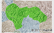 Political 3D Map of Min Xian, lighten, semi-desaturated