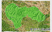 Political 3D Map of Min Xian, satellite outside