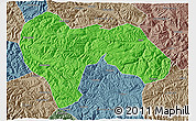 Political 3D Map of Min Xian, semi-desaturated