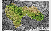 Satellite 3D Map of Min Xian, desaturated