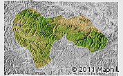 Satellite 3D Map of Min Xian, lighten, desaturated