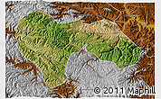 Satellite 3D Map of Min Xian, physical outside