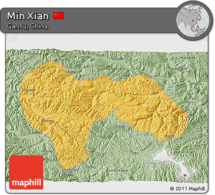 Savanna Style 3D Map of Min Xian