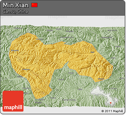 Savanna Style 3D Map of Min Xian