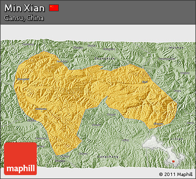 Savanna Style 3D Map of Min Xian