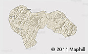 Shaded Relief 3D Map of Min Xian, cropped outside