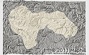 Shaded Relief 3D Map of Min Xian, darken, semi-desaturated