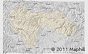 Shaded Relief 3D Map of Min Xian, desaturated