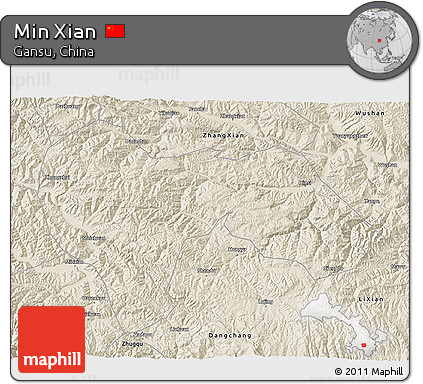 Shaded Relief 3D Map of Min Xian