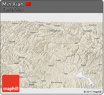 Shaded Relief 3D Map of Min Xian