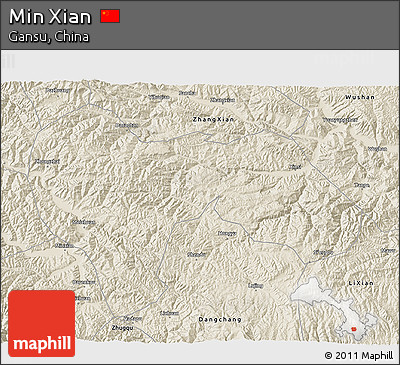 Shaded Relief 3D Map of Min Xian