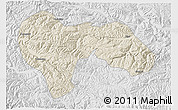 Shaded Relief 3D Map of Min Xian, lighten, desaturated
