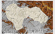 Shaded Relief 3D Map of Min Xian, physical outside