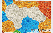 Shaded Relief 3D Map of Min Xian, political outside