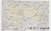 Shaded Relief 3D Map of Min Xian, semi-desaturated